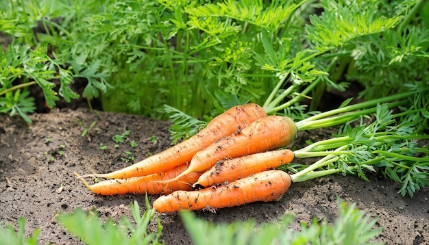 Fresh carrots in the garden