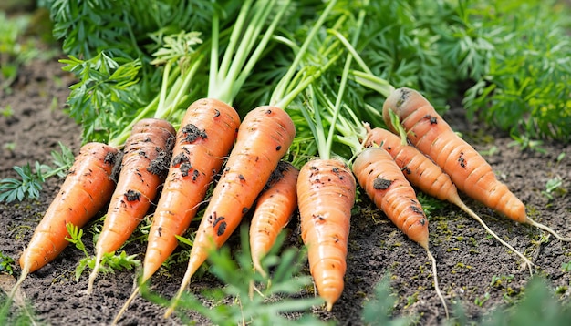 Fresh carrots in the garden