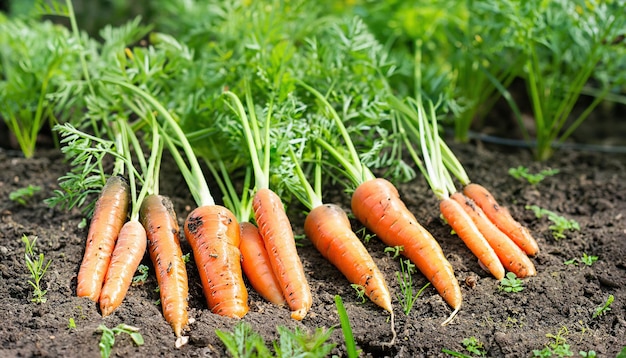 Fresh carrots in the garden