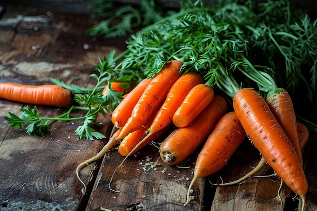 Свежий урожай моркови на фоне здоровой веганской пищи и концепции садоводства