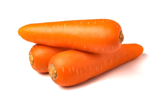 Fresh carrots isolated on white background. Close up of carrots.