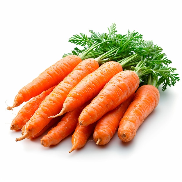 Fresh carrots on a white background AI generated image