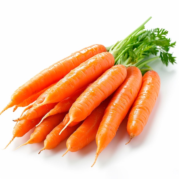 Fresh carrots on a white background AI generated image