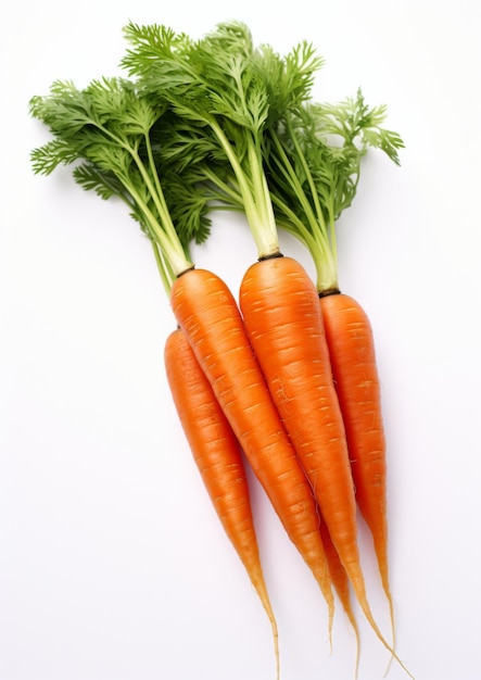 Fresh carrots on a white background Generative AI