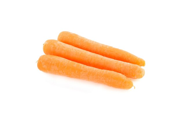 Fresh carrots on a white background