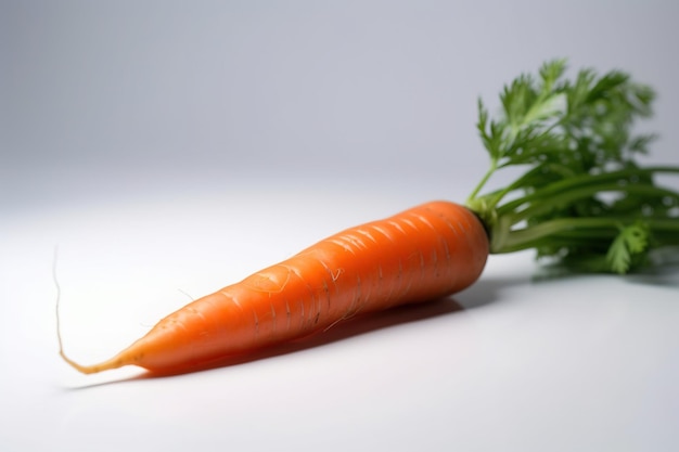 Fresh carrots with leaves isolate on a white background Macro studio shot AI generated