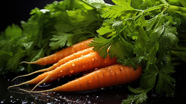 Fresh carrots with leaves