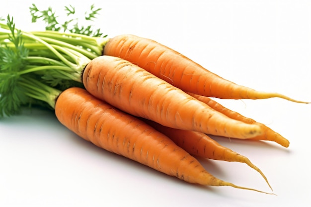 Fresh carrots with stem isolated closeup