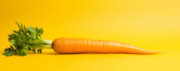 Fresh carrots on a yellow background Generative AI