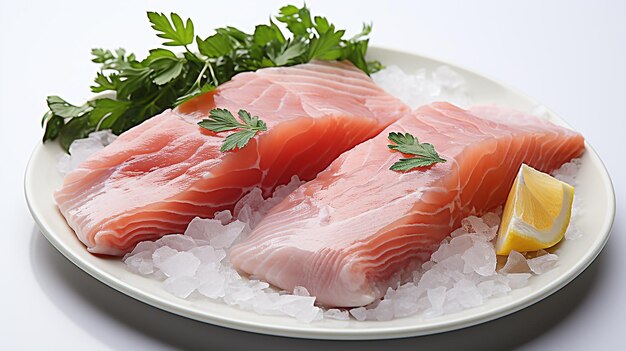 Fresh Catch Catfish Meat Fillet on a White Background Without Shadow