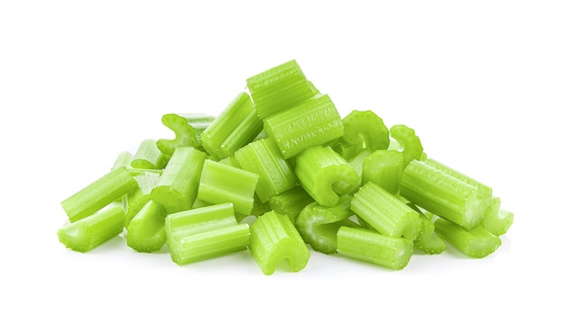 Fresh celery on white table