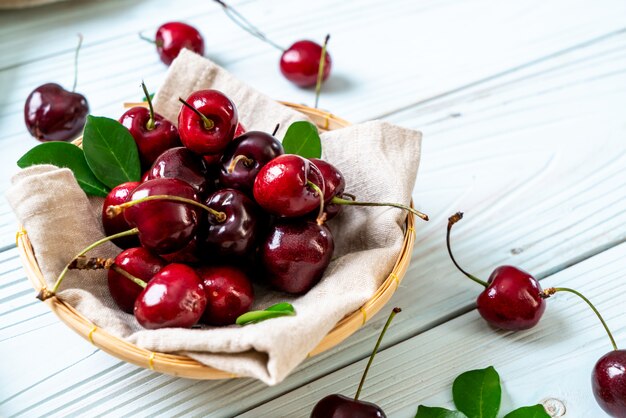 Fresh cherries in bowl