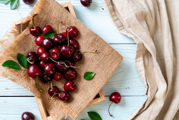 Fresh cherries in bowl 