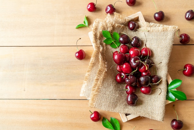 Fresh cherries in bowl 