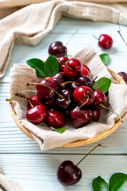 Fresh cherries in bowl