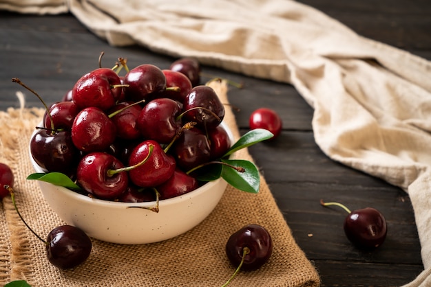 Fresh cherries in bowl