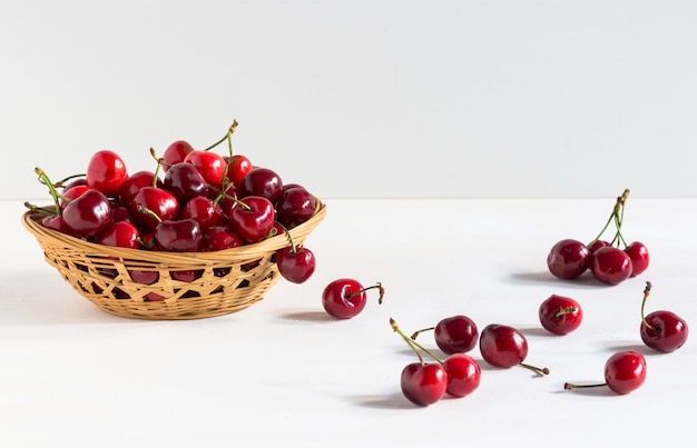 Fresh cherries in a bowl