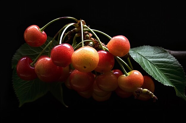 Fresh Cherries on Dark Background with Vibrant Colors