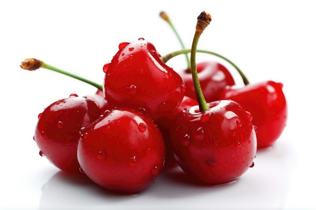 Fresh cherries on a white background Generative AI