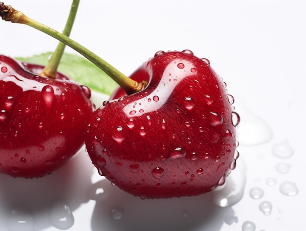 Photo fresh cherries on white background