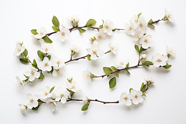 白い背景の新鮮な桜の花