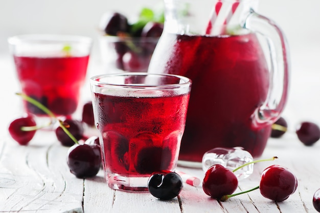 Fresh cherry juice with ice