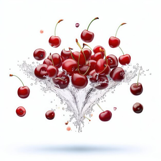 Fresh cherry splash in high resolution generative ai