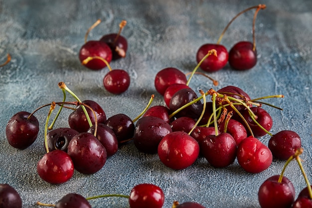 Fresh Cherry or sweet cherry with water drops