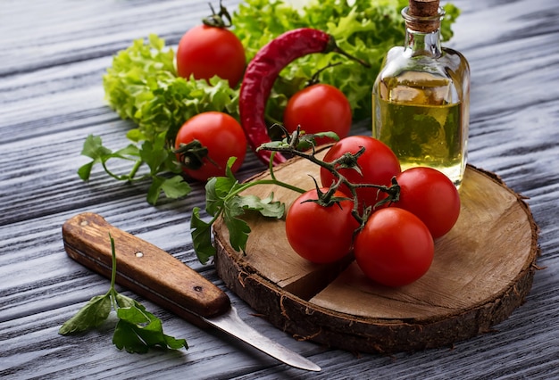 Fresh cherry tomato, parsley and olive oil