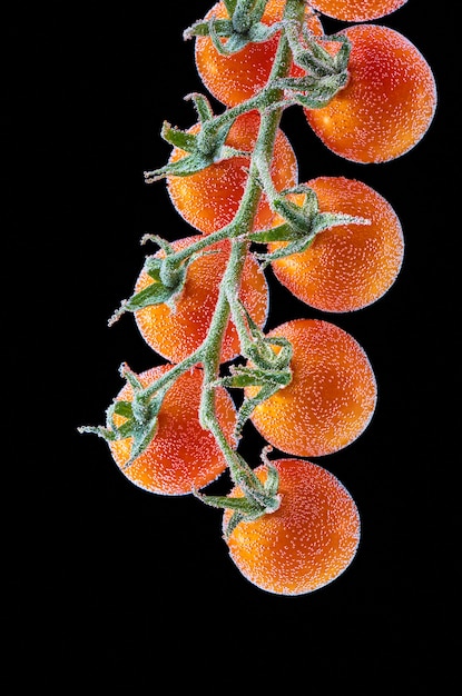 Photo fresh cherry tomato under water with bubbles