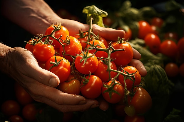 Fresh Cherry Tomatoes in Hands