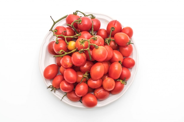 fresh cherry tomatoes on white background