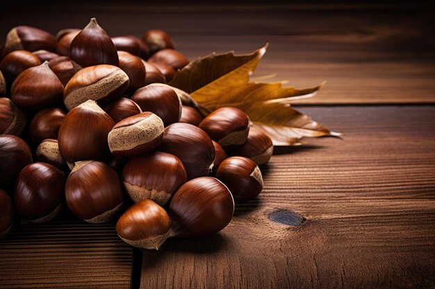 Fresh chestnuts on the table