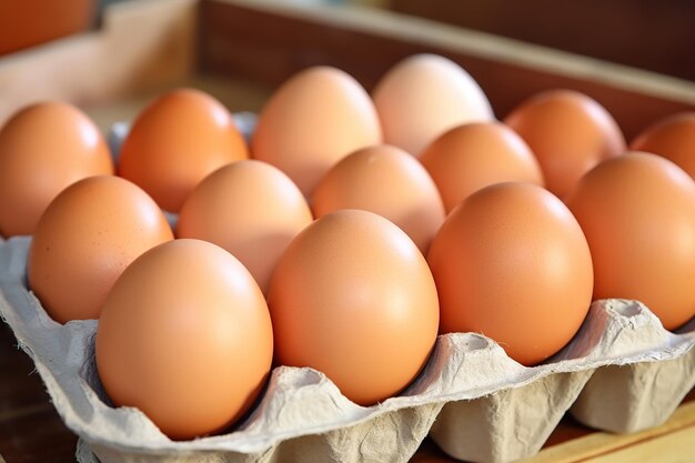 Fresh Chicken brown eggs in box