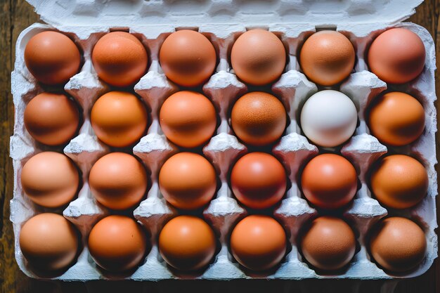 Fresh chicken eggs in package isolated on tray farm fresh