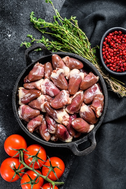 Fresh chicken hearts.   