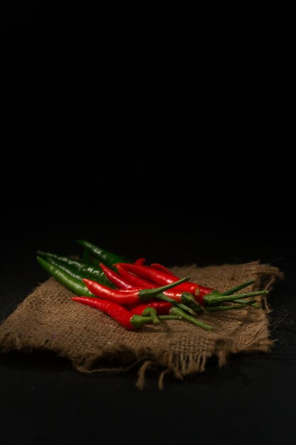 Fresh chili isolate on Black background