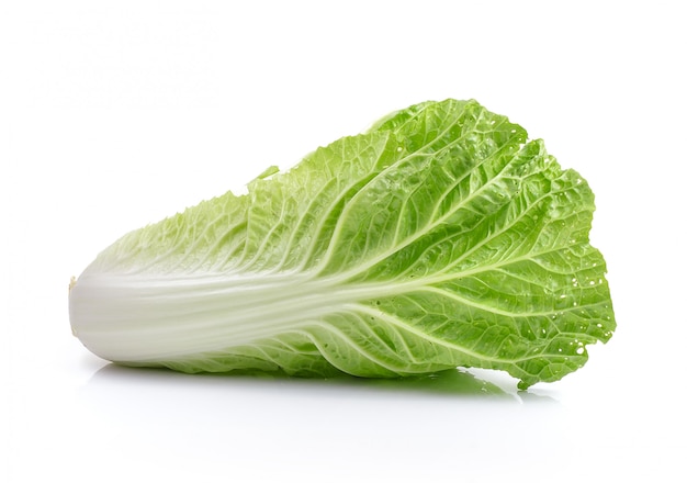 Fresh chinese cabbage on a white wall