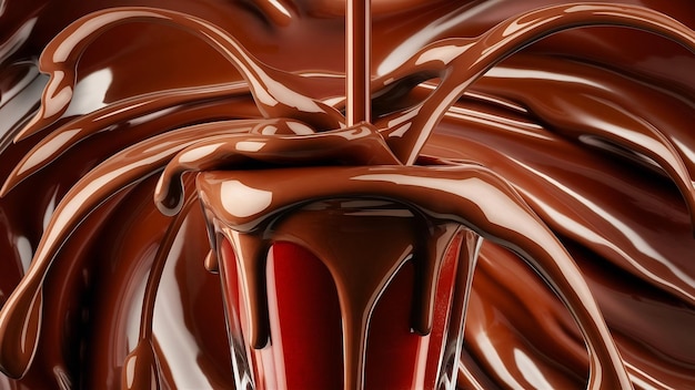 Fresh chocolate splash in the glass