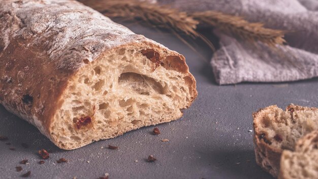 Fresh ciabatta bread Toned photo