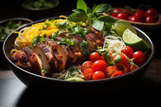 Photo fresh cilantro lime chicken zoodle bowl