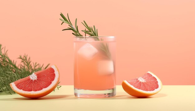 Photo fresh citrus fruit slice on table refreshing summer drink generated by ai