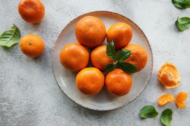 Fresh citrus fruits tangerines oranges