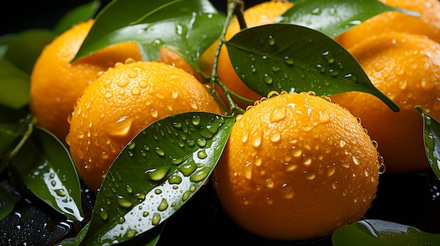 Fresh Citrus Tangerines with Water Droplets