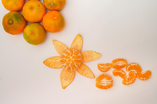 Fresh clementines fruit isolated on white background