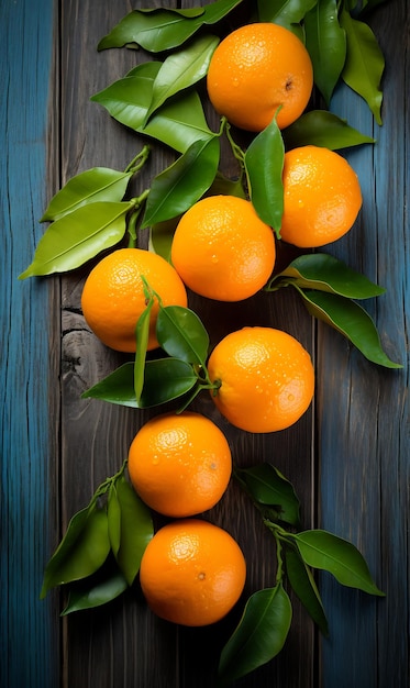 Fresh Clementines on wooden background