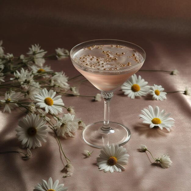 Photo fresh cocktail with flowers