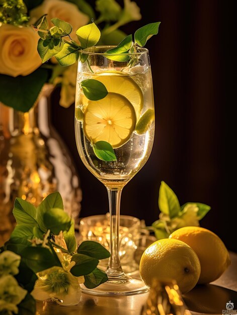 fresh cocktail with flowers