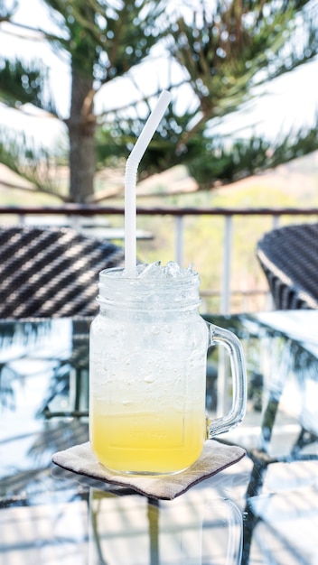 Fresh cocktail with lemon soda.