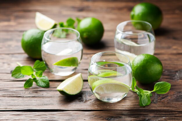 Fresh cocktail with lime and mint